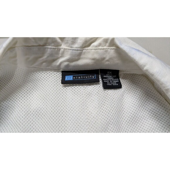 Relativity Women's Lined Jacket Button Up Collared White Pockets Size 2x FLAWS - Picture 6 of 7
